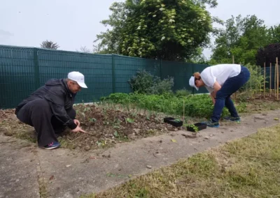 2 adultes qui font des plantations lors de journées citoyennes à Rosenau