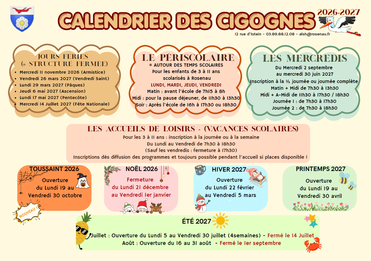 Calendrier Cigognes 2026-2027